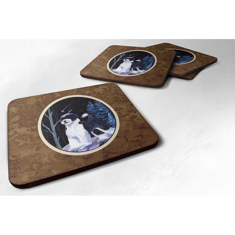 Starry Night Portuguese Water Dog Coasters - Set of 4 Lightweight Foam, Absorbent Drink Coasters