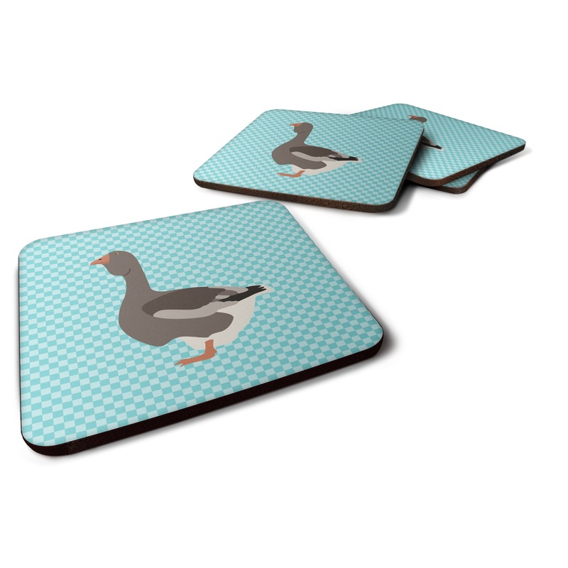 Toulouse Goose Blue Check Foam Coaster  BB8071FC
