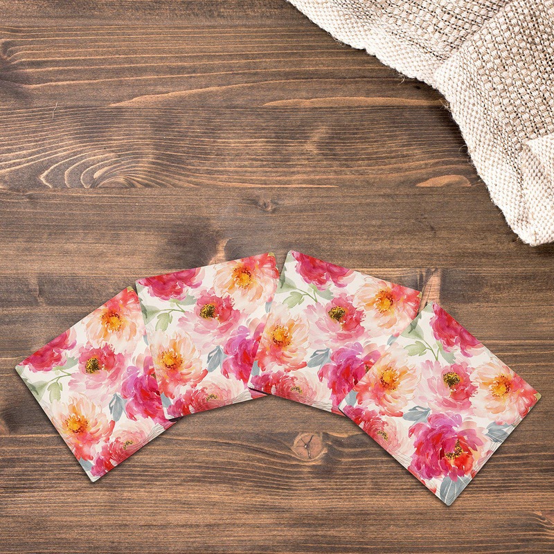 Watercolor Flowers |Drink Coaster Set