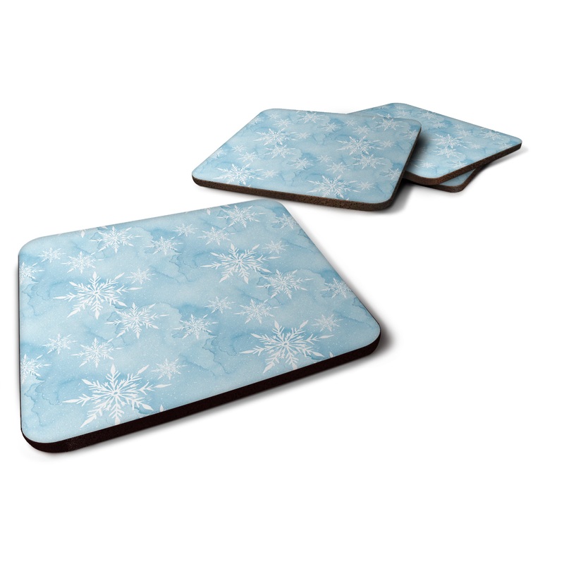 Watercolor Snowflake on Light Blue Foam Coaster  BB7552FC