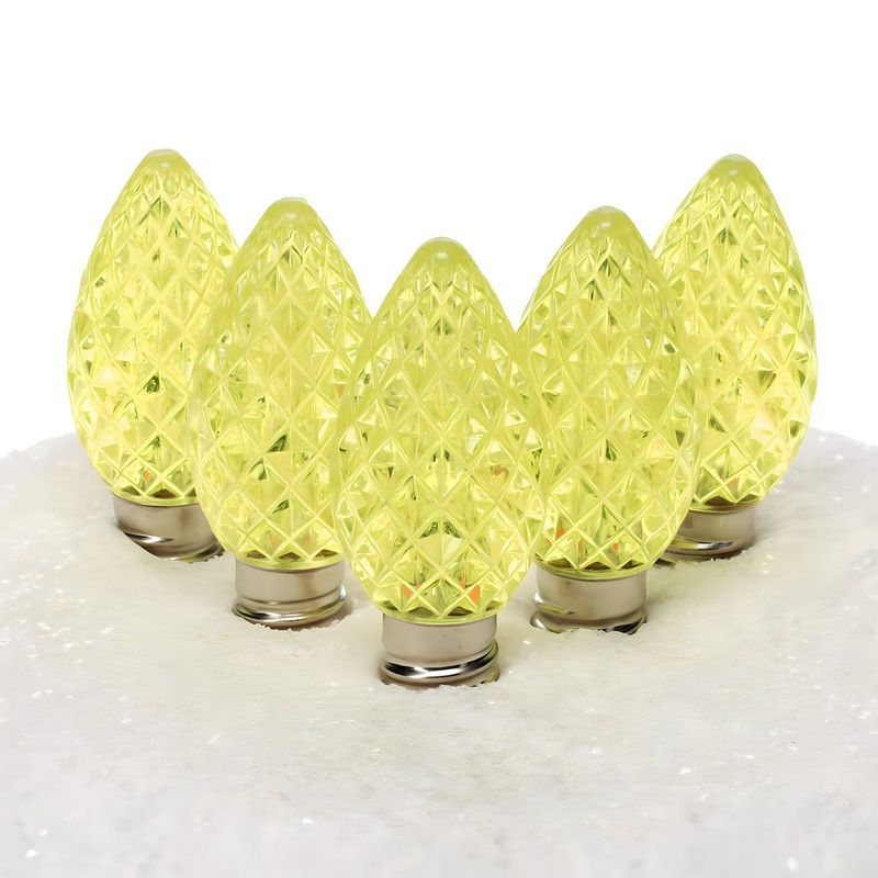 C7 Gold ProCore LED Christmas Light Bulbs, Faceted, Pack of 25