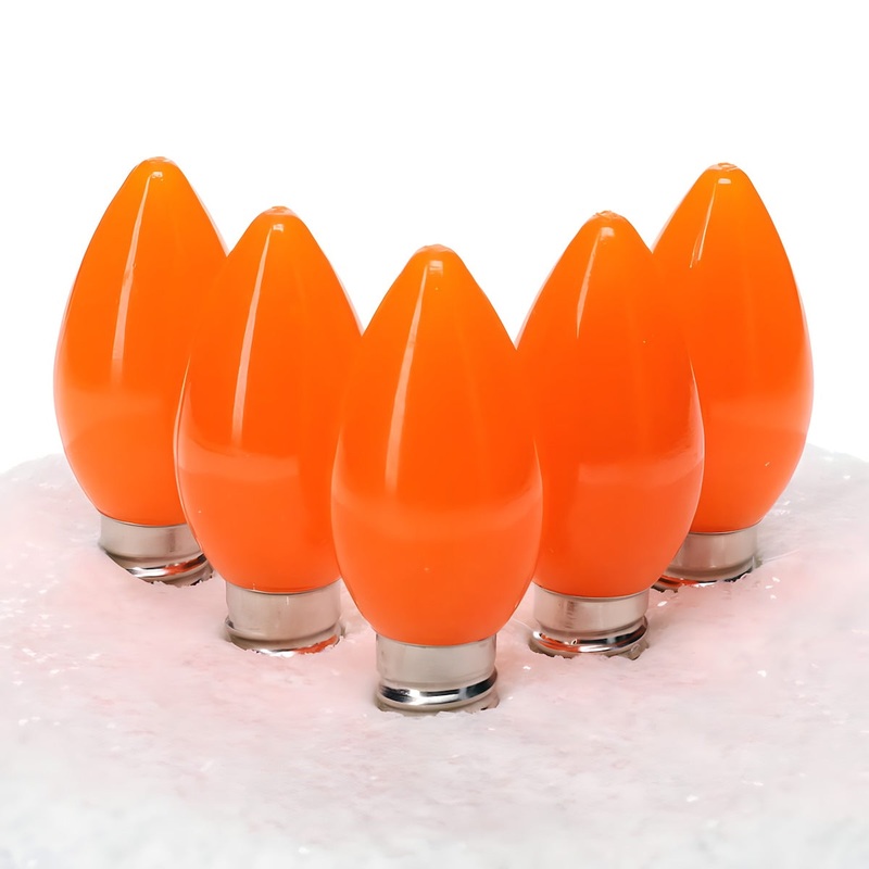 C7 Orange ProCore LED Christmas Light Bulbs, Opaque, Pack of 25