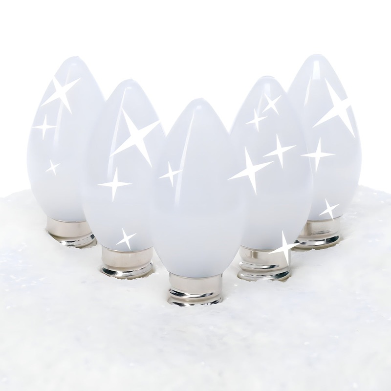 C7 Twinkle Cool White ProCore LED Christmas Light Bulbs, Opaque, Pack of 25