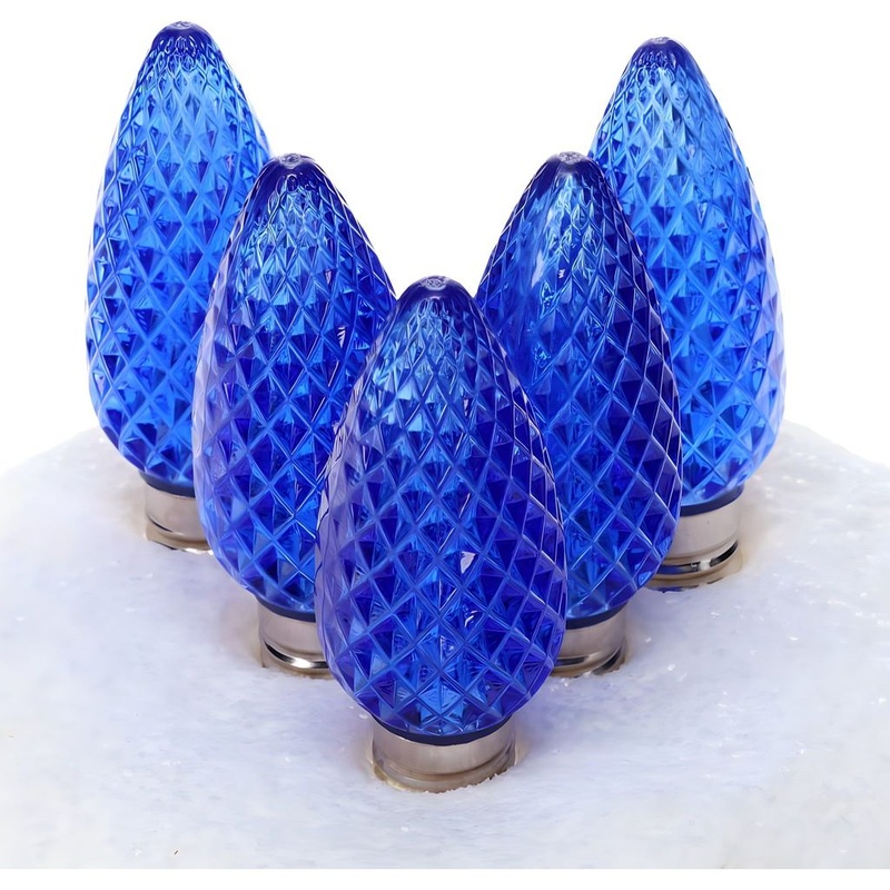 C9 Blue ProCore LED Christmas Light Bulbs, Faceted, Pack of 25