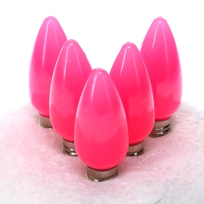 C9 Pink ProCore LED Christmas Light Bulbs, Opaque, Pack of 25