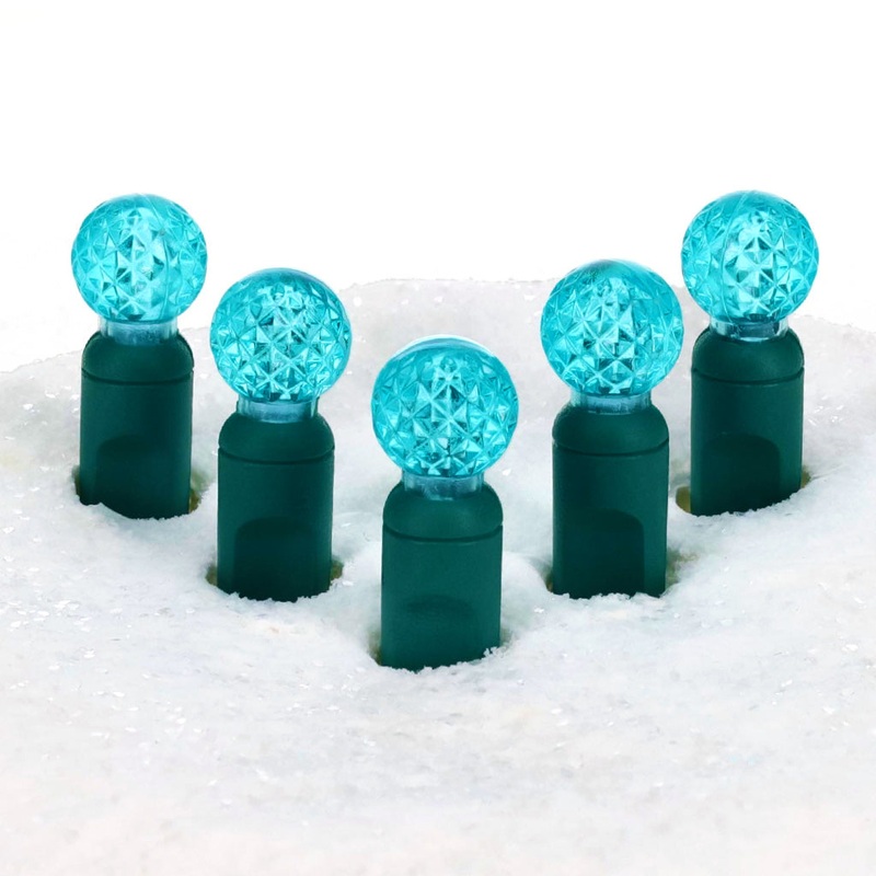 G12 Teal LED Christmas Lights, 70 Bulbs, 4" Spacing