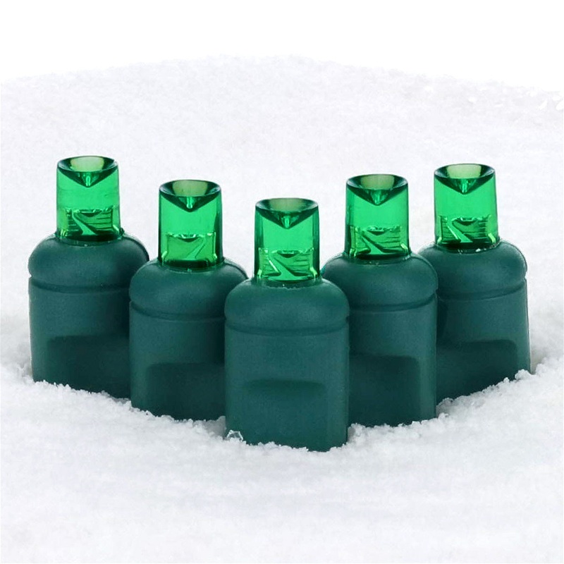 5mm Green LED Christmas Lights, 50 Bulbs, 4" Spacing