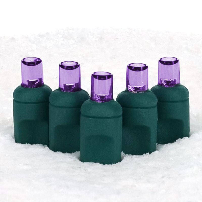 5mm Purple LED Christmas Lights, 100 Bulbs, 4" Spacing