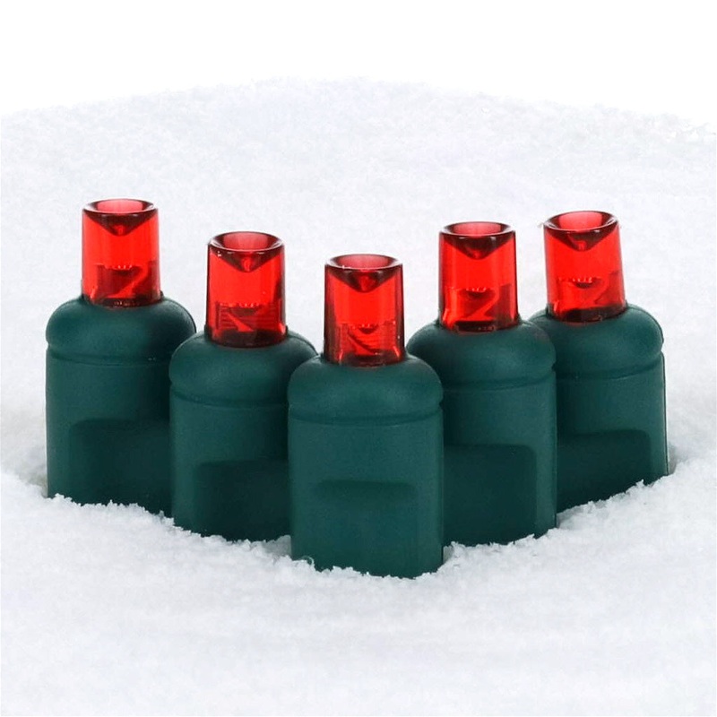 5mm Red LED Christmas Lights, 50 Bulbs, 4" Spacing