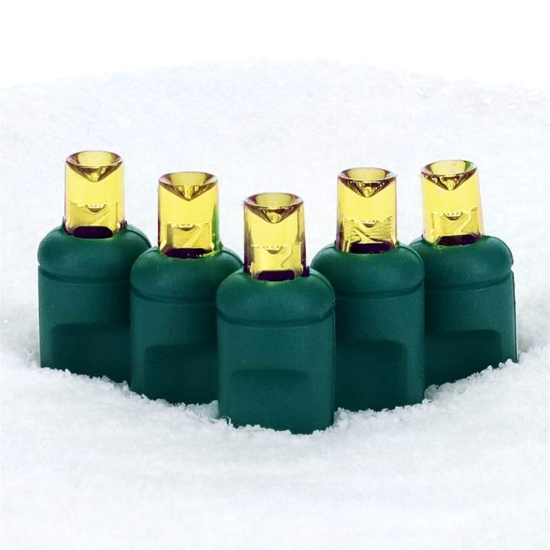 5mm Yellow LED Christmas Lights, 50 Bulbs, 4" Spacing