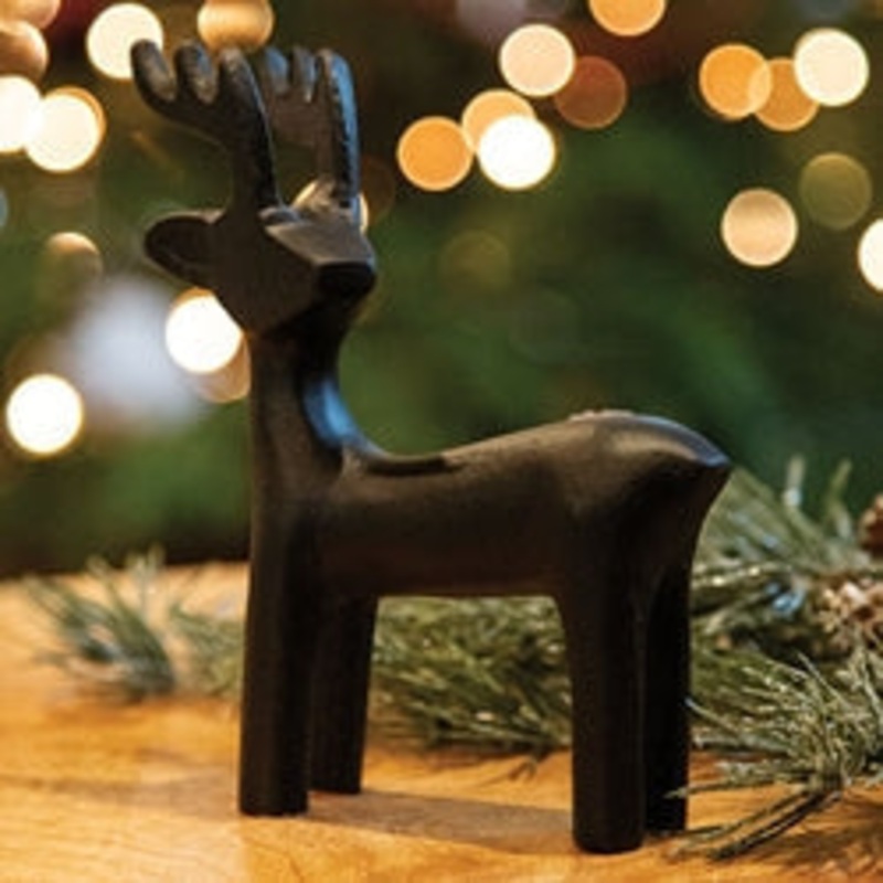 Black Cast Iron Standing Reindeer Figurine Small