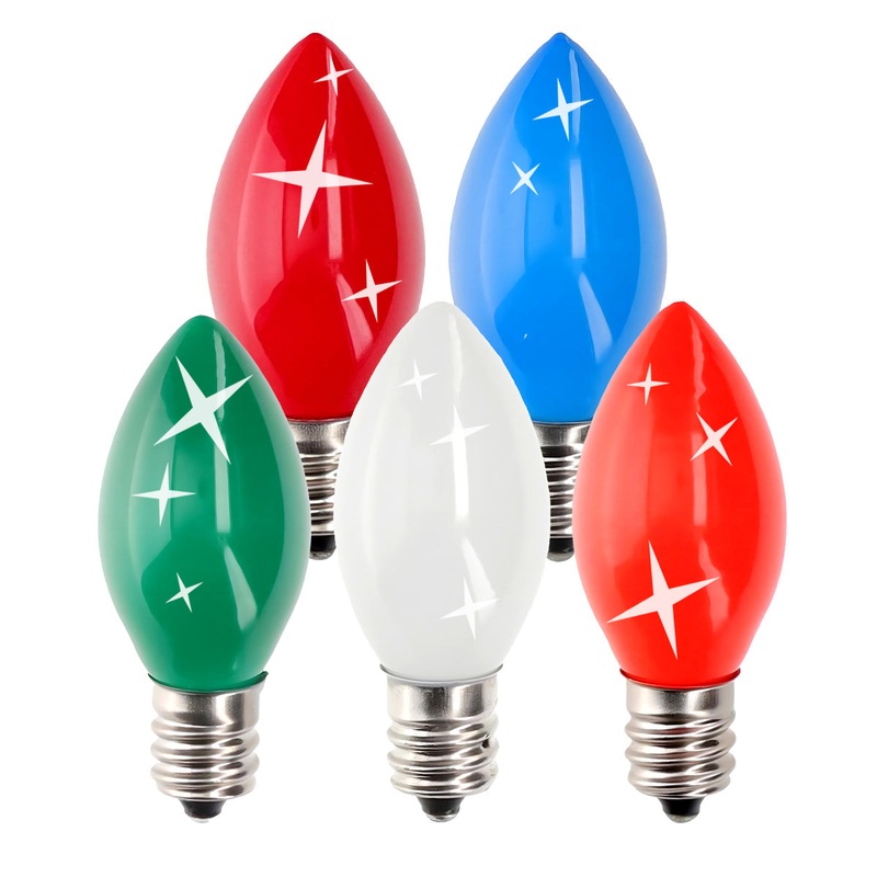 C7 Incandescent Christmas Light Bulbs, Multicolor TWINKLE, Opaque, Pack of 25 [CLOSEOUT]