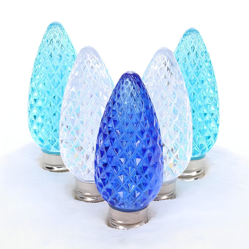 C9 ColorSplash Arctic LED Christmas Light Bulbs, Faceted, Pack of 25