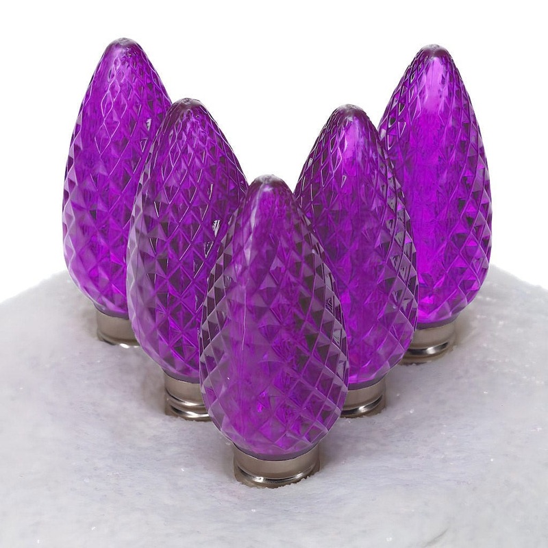 C9 Purple ProCore LED Christmas Light Bulbs, Faceted, Pack of 25