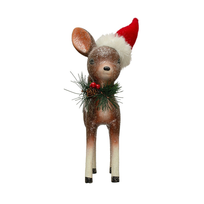 Resin Fawn w/ Santa Hat & Glitter