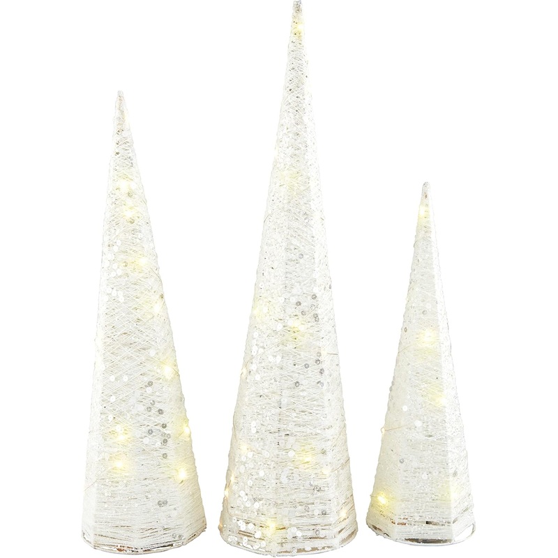 White Glitter Light-Up Tree Set