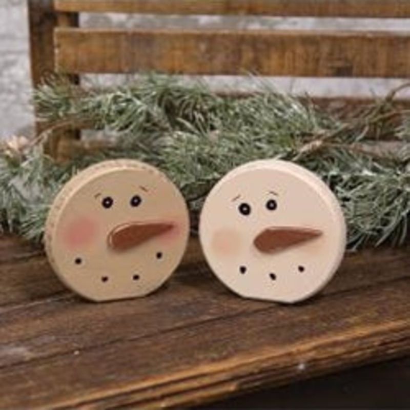 Distressed Wooden Blushing Snowman Sitter 2 Asstd.