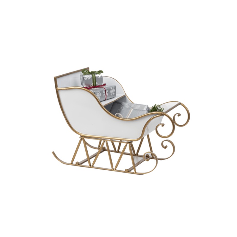 Gold & White Enamel Sleigh