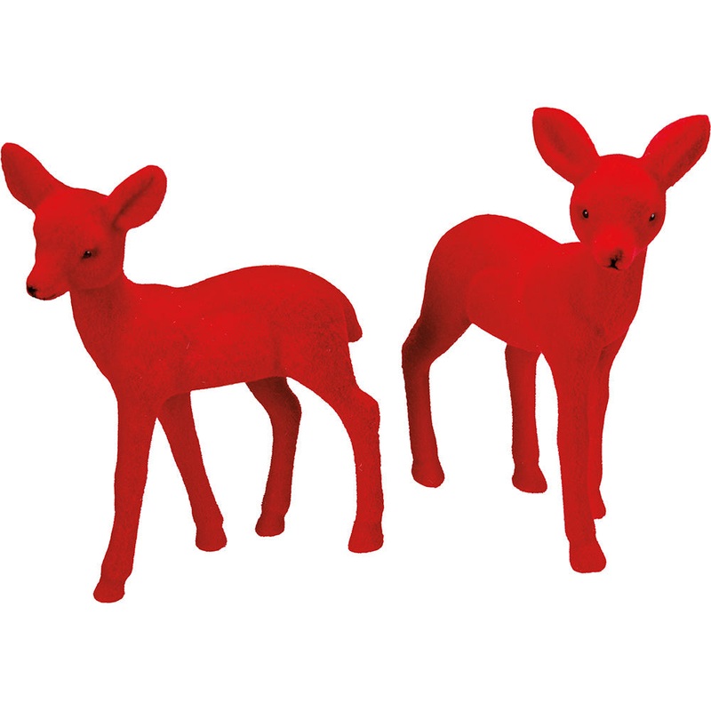 Red Flocked Deer Sitter Set /2