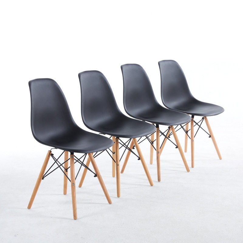 BLACK chair,set of 4,KD leg,plastic seat