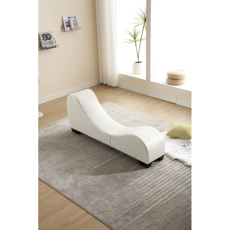 Factory Direct Yoga Chaise Lounge Collection for Stretching & Relaxation Modern Faux Leather Curved Sofa, Modern Faux Leather Curved Sofa, Living Room Bedroom Accent