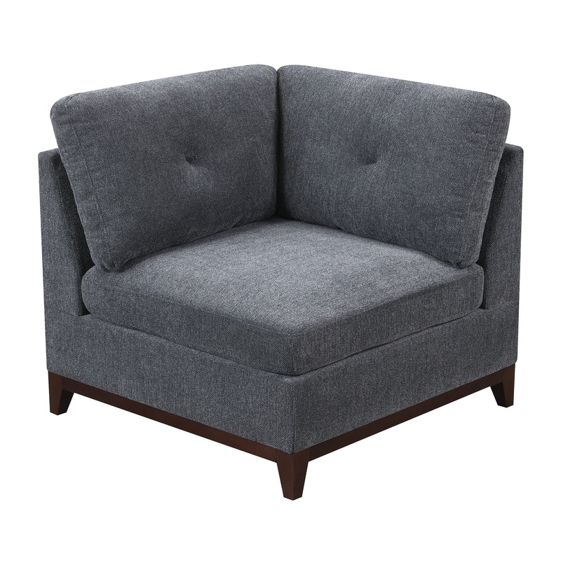 Modular Living Room Furniture Corner Wedge Ash Chenille Fabric 1pc Cushion Wedge Sofa Couch Exposed Wooden base