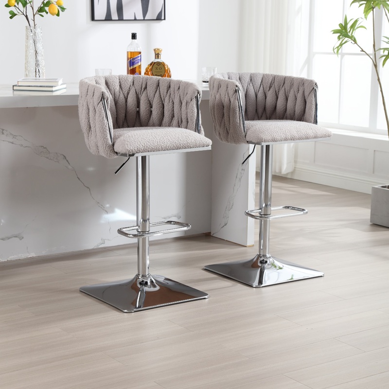 Vintage Bar Stools with Back and Footrest Counter Height Dining Chairs 2PC/SET