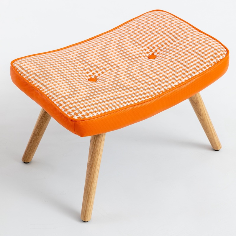 Wooden Step ottoman,Wooden Step Stool for Adults,Square Cushion Foot Stool,Small Stool with Non-Slip Pad,Wood Stool Suitable for Bedroom, Living Room and Kitchen (orange)