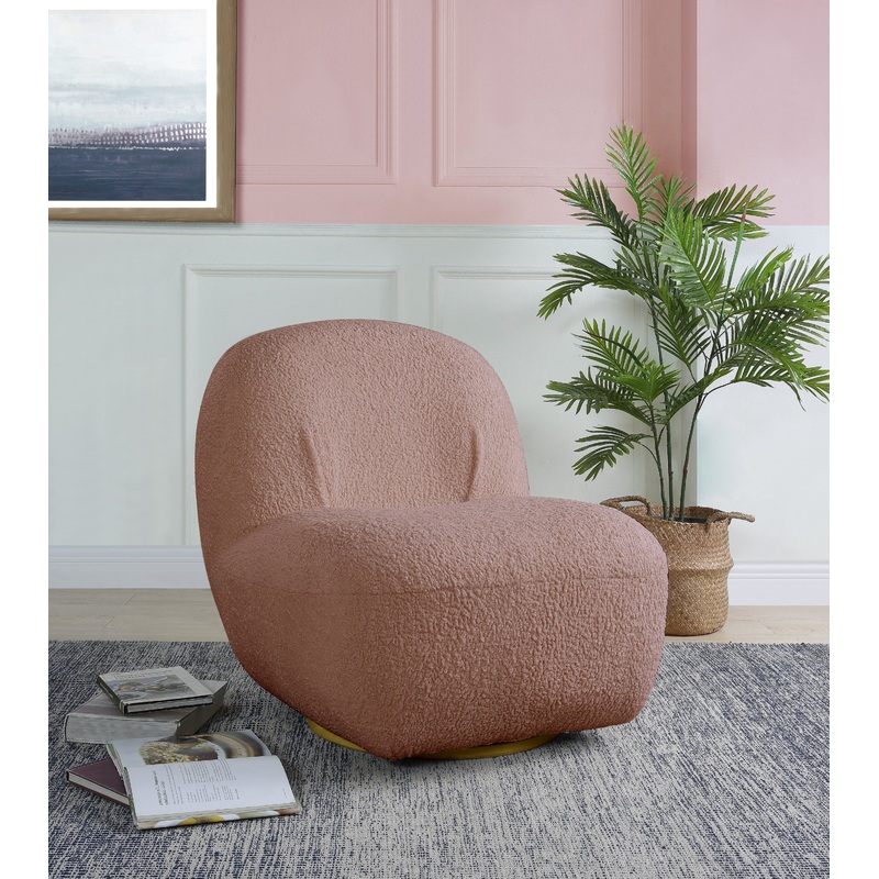 Yedaid Accent Chair w/Swivel in Pink Teddy Sherpa