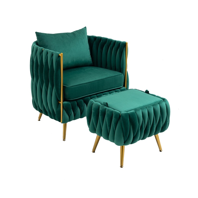 Accent Chair with Storage Ottoman Chair Tufted Barrel Chair Set Arm Chair for Living Room Bedroom