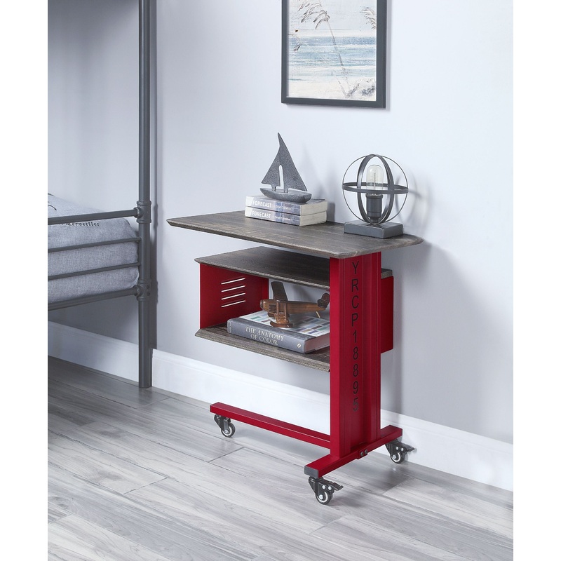 Cargo Accent Table w/Wall Shelf in Red
