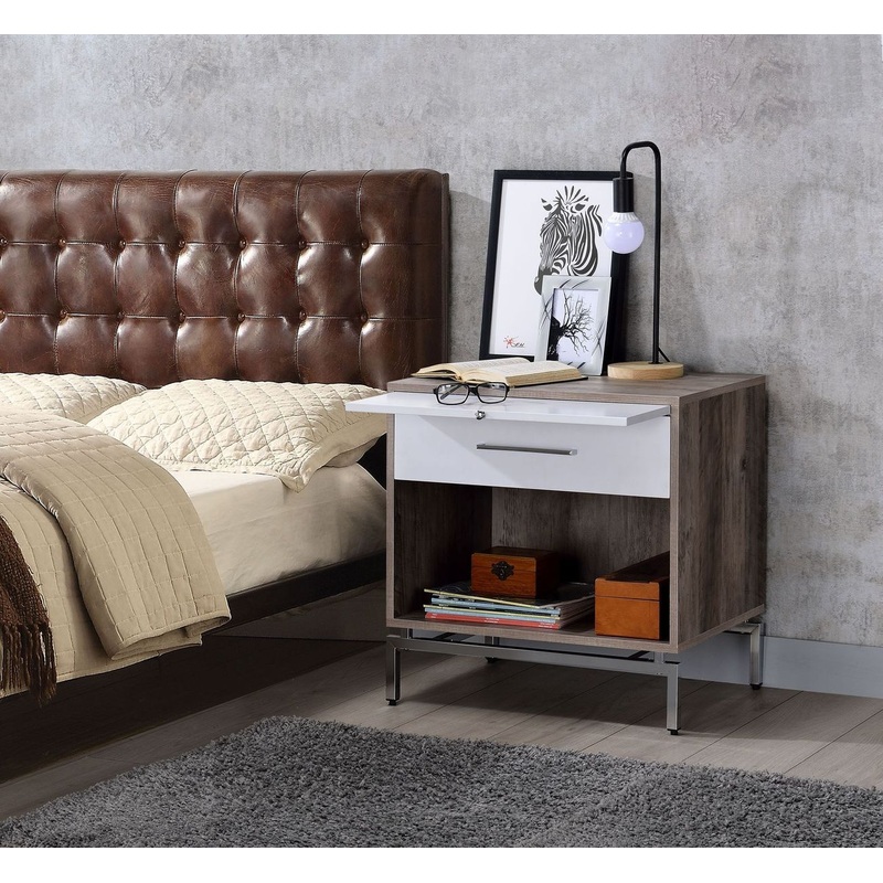 Cistus Accent Table, Weathered Gray Oak & White