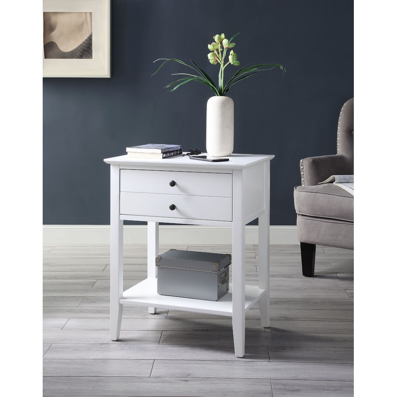 Grardor Side Table (USB Charging Dock), White