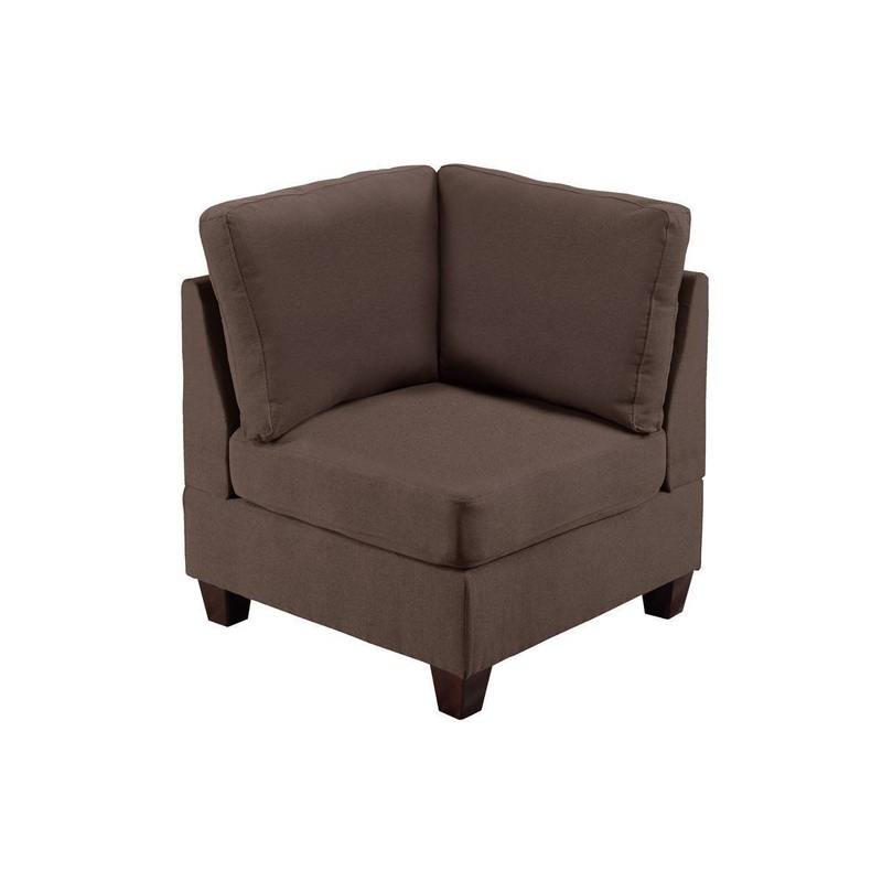 Living Room Furniture Corner Wedge Black Coffee Linen Like Fabric 1pc Cushion Wedge Sofa Wooden Legs