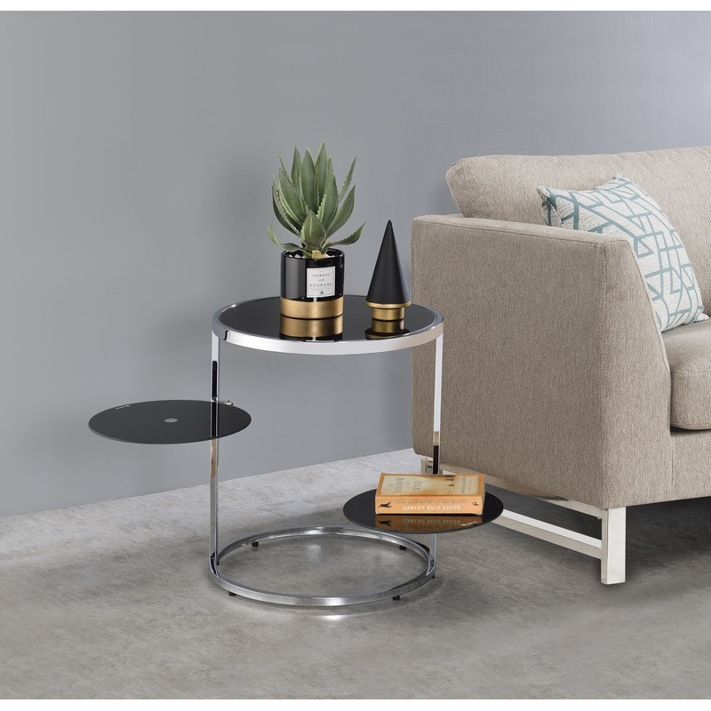 Lynch Side Table, Black & Chrome Finish