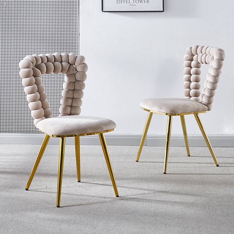 Modern chair(set of 2 ) with iron tube legs, soft cushions and comfortable backrest, suitable for dining room, living room, cafe,hairball back