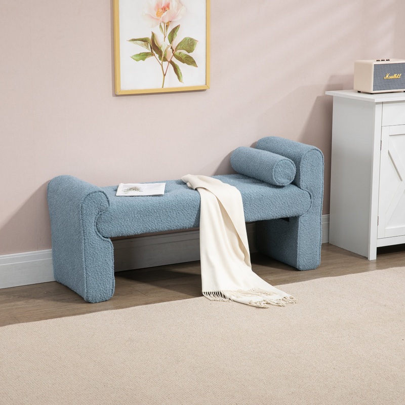 Modern Ottoman Bench, Bed stool made of loop gauze, End Bed Bench, Footrest for Bedroom, Living Room, End of Bed, Hallway