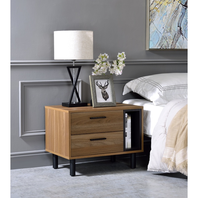 Trolgar Accent Table, Brown Oak & Black Finish
