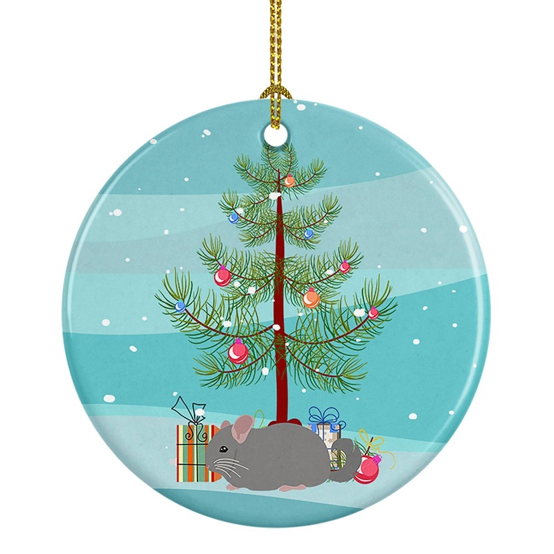 Agouti Chinchilla Merry Christmas Ornament - Round Ceramic Ornament  Artist-Designed Keepsake Decoration