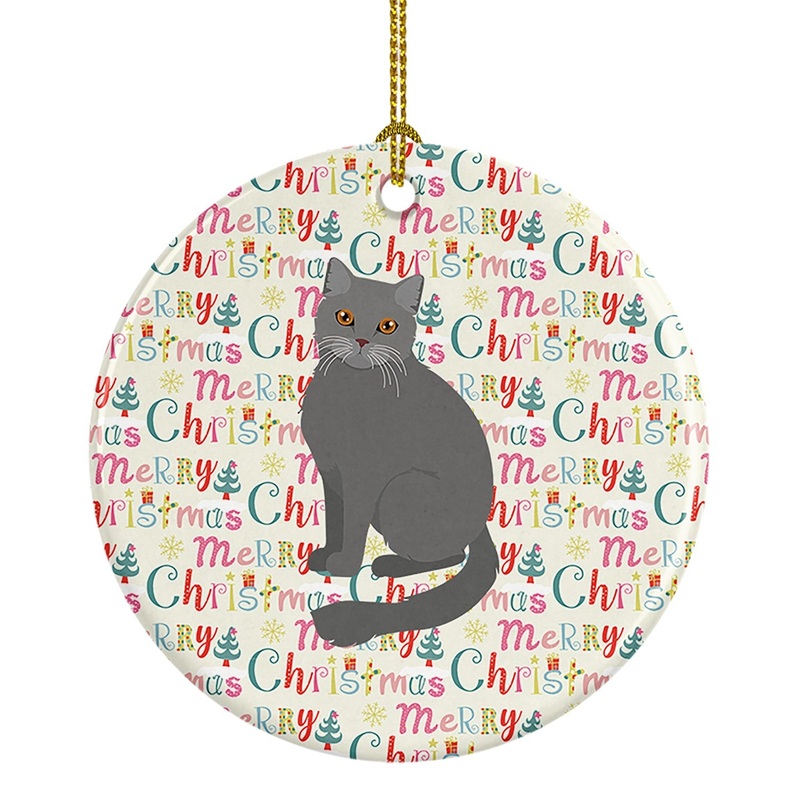 British Semi Longhair Cat Christmas Ceramic Ornament