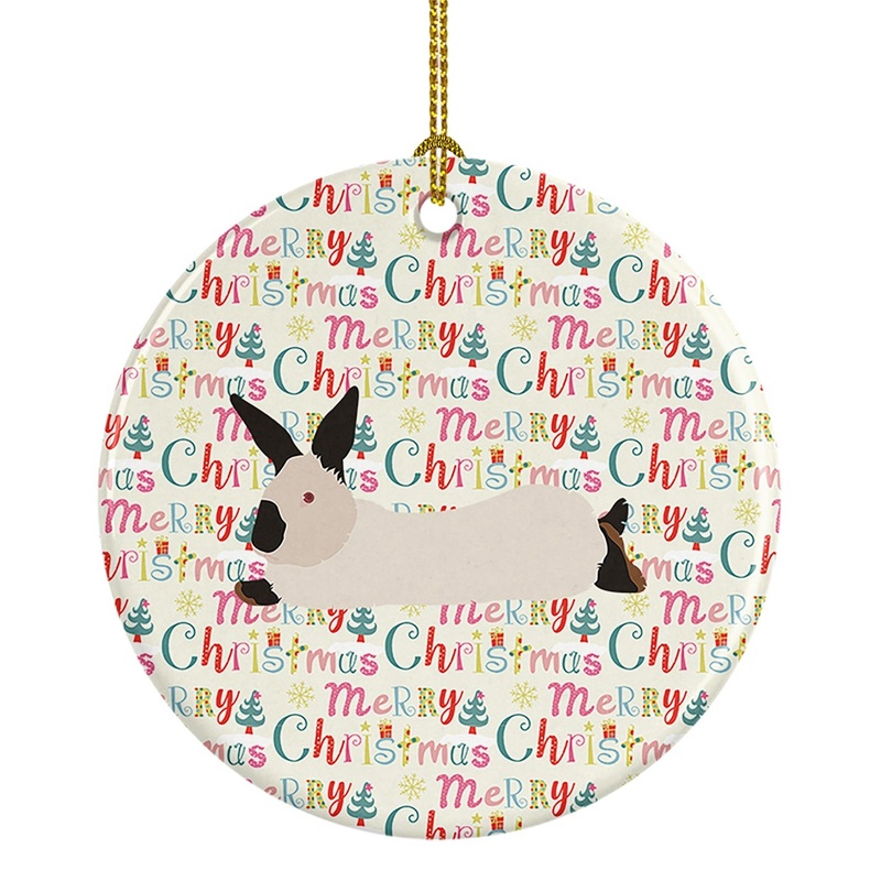 California White Rabbit Christmas Ceramic Ornament