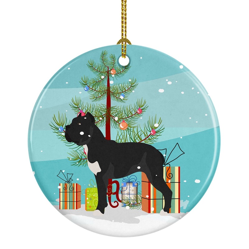 Cane Corso Christmas Ornament - Round Ceramic Ornament  Artist-Designed Keepsake Decoration BB8507CO1
