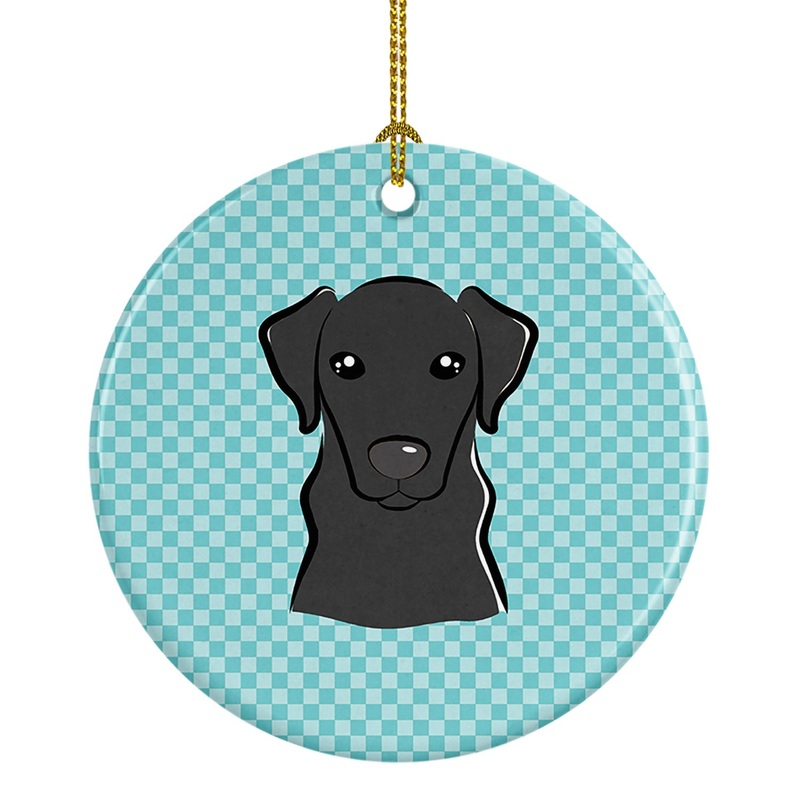 Checkerboard Blue Black Labrador Ceramic Ornament BB1173CO1