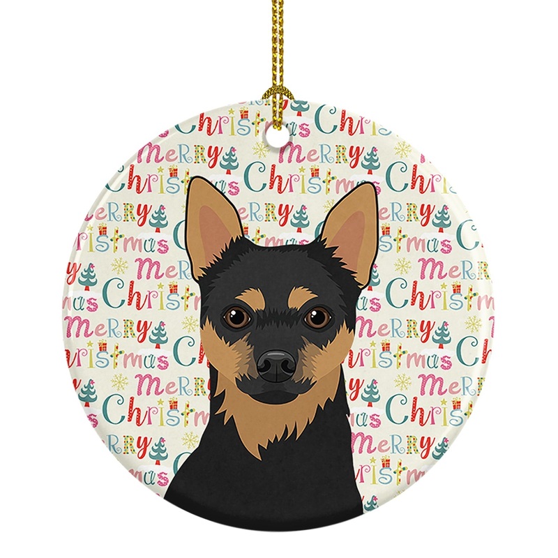 Chihuahua Black and Tan #1 Christmas Ceramic Ornament