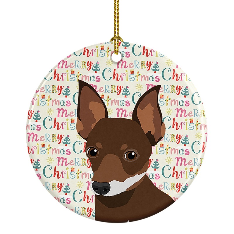 Chihuahua Chocolate and White #2 Christmas Ceramic Ornament