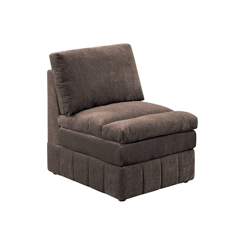 Contemporary 1pc Armless Chair Modular Chair Sectional Sofa Living Room Furniture Mink Morgan Fabric- Suede