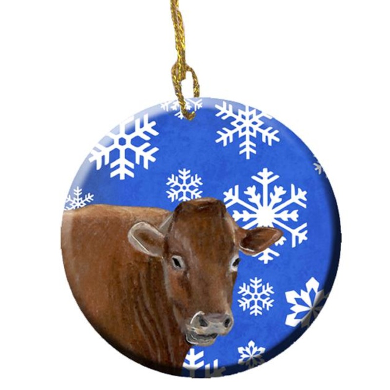 Cow Winter Snowflakes Holiday Ceramic Ornament SB3148CO1