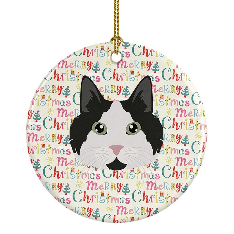 Cymric #2 Cat Christmas Ceramic Ornament