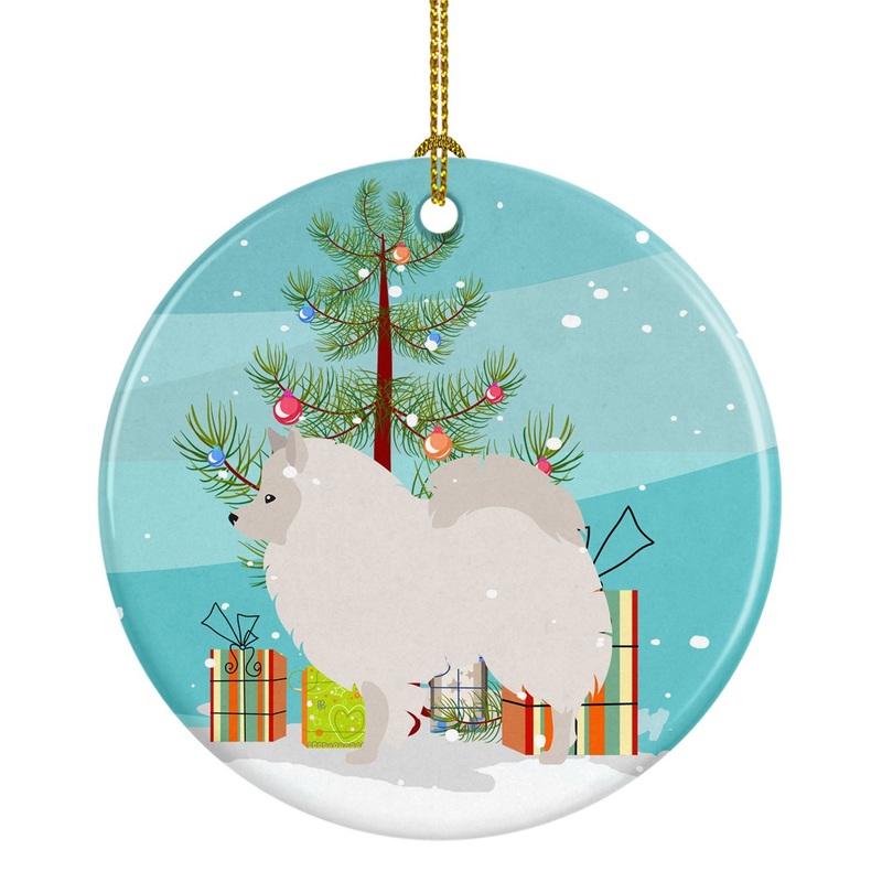 German Spitz Christmas Ornament - Round Ceramic Ornament  Artist-Designed Keepsake Decoration BB8479CO1