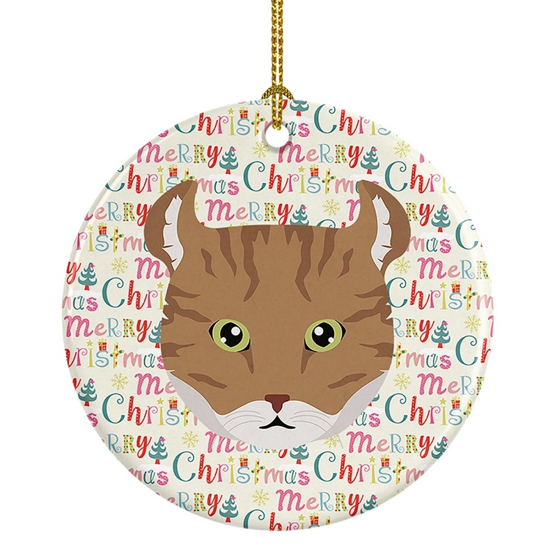 Highlander Lynx Cat Christmas Ceramic Ornament